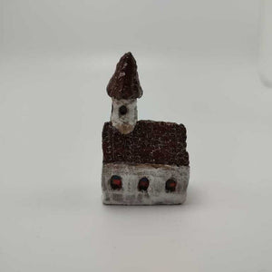 White Rustic Miniature Church with Steeple 1.5'x2.25" Italian Villiage Series
