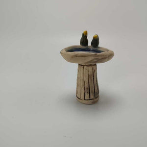 Miniature Birdbath with 2 Blue Birds, 2.5"