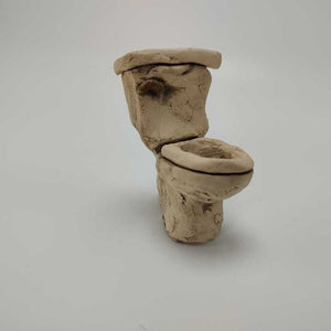 Miniature Rustic Ceramic Toilet, 2.5"