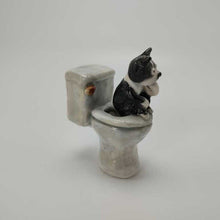 Load image into Gallery viewer, Boston Terrier Sitting on the Toilet in &quot;The Thinker&quot; Pose 3&quot;
