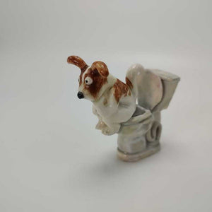 Jack Russell Sitting on the Toilet in "The Thinker" Pose 3"