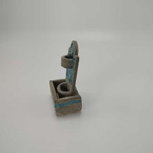 Load image into Gallery viewer, Miniature Concrete Fountain Blue and Teal Tiles 3.5&quot;
