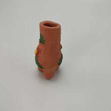 Load image into Gallery viewer, Miniature Terracotta Chiminea, Red and Yellow Flowers 2.5&quot;
