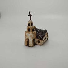 Load image into Gallery viewer, White Rustic Miniature Mission w Cross on Steeple 2.5&quot;
