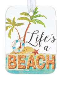15067 Life's A Beach-Glass Ornament, Rectangle