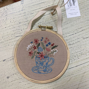 Embroidery Art - Wall Hanging Hoop-Teacup Floral