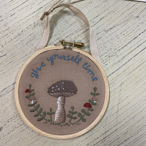 Embroidery Art - Wall Hanging Hoop-Mushroom