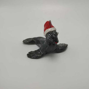 Grey Christmas Seal Ornament 3"