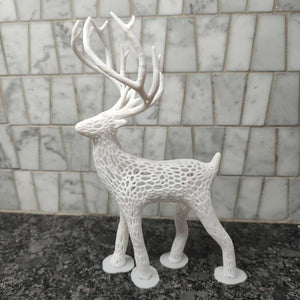 Large White Lattice Deer 7.5"