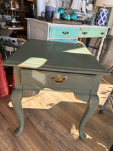Load image into Gallery viewer, Magnolia Green Farmhouse Side Table with top drawer Brohill 22&quot;W x 27&quot;D x 23&quot;H
