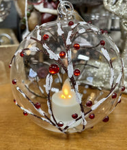 Load image into Gallery viewer, 13168 Berry Branch LED Glass Candle Ornament w/timer

