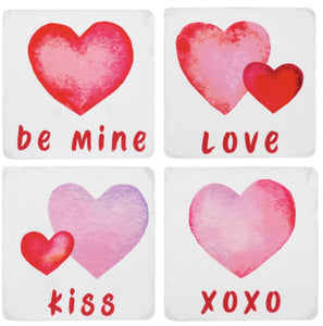 15087 Water Color Hearts Coaster SET OF 4