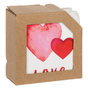 15087 Water Color Hearts Coaster SET OF 4