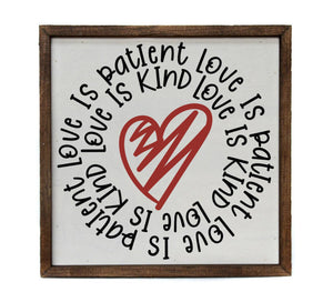Love is Patient with Red Heart Valentine Decor