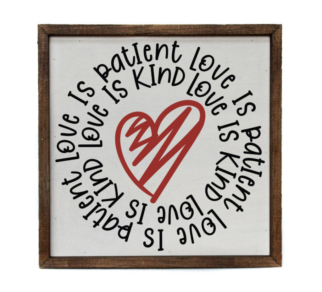 Love is Patient with Red Heart Valentine Decor