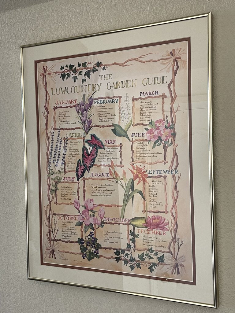 6905 Lowcountry Garden Guide (Custom Framed Art-Hilton Head Island, S.C.), Gold Brushed Frame w/Ivory and Rust Matting