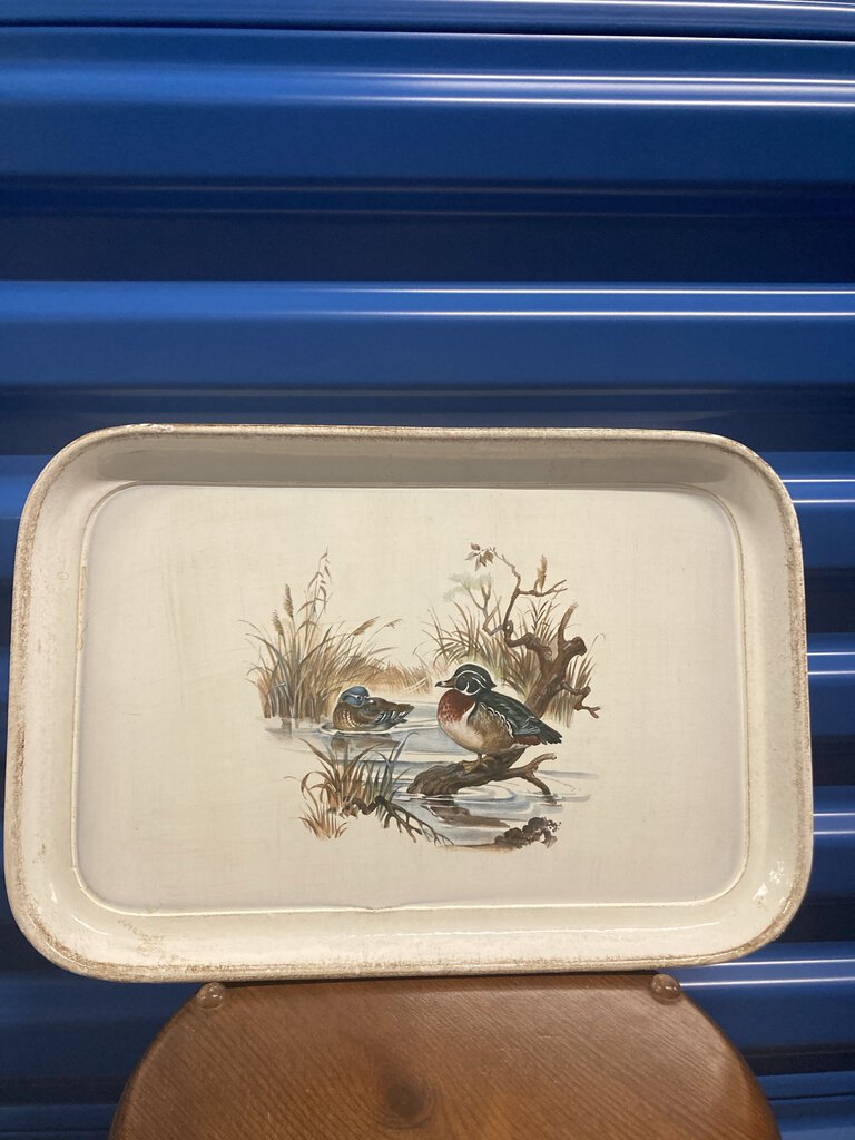 Vintage Tray. Painted ducks design.