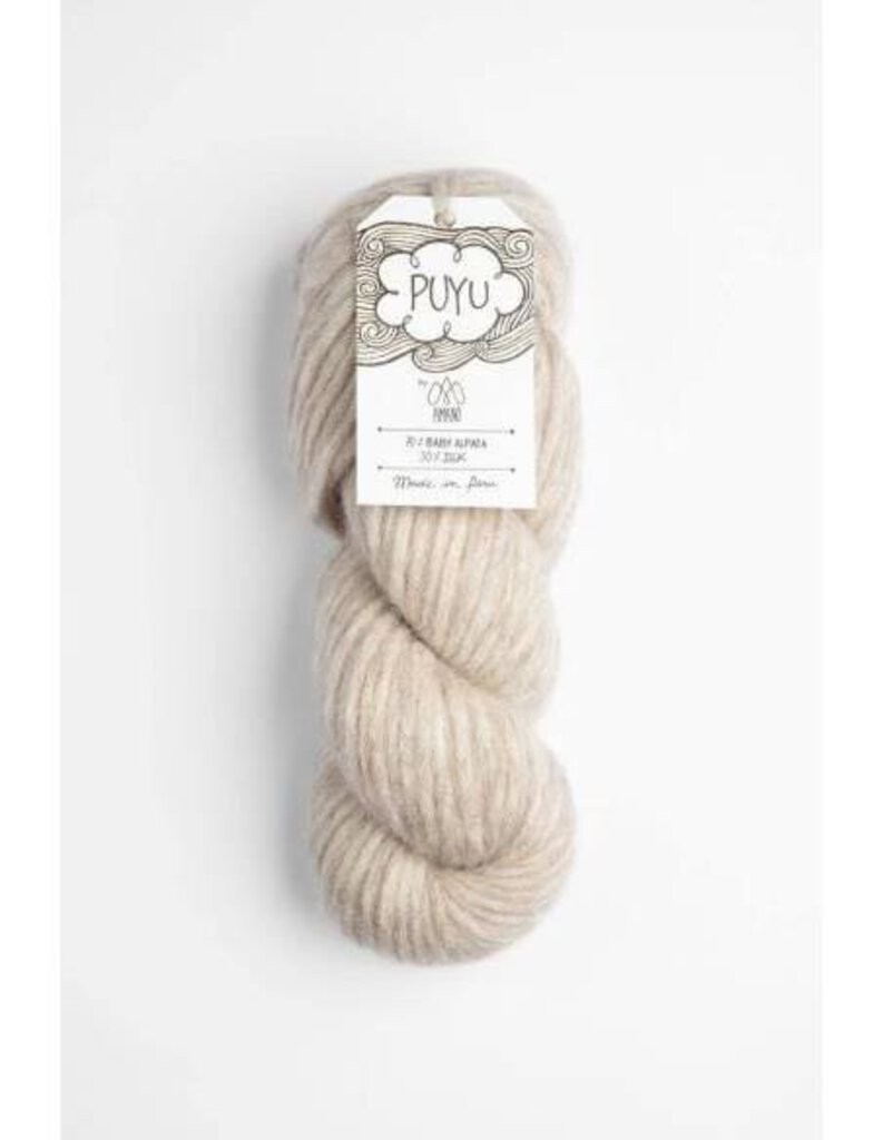 Amano Yarns Puyu Bulky Weight Single Ply Yarn in Beige (3001) - Baby Alpaca and Mulberry Silk