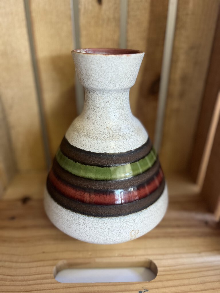 Ceramic vase with green and red stripes
