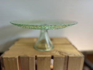 Vintage green glass cake plate