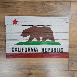California Bear Republic Rustic Flag 20" x 13"