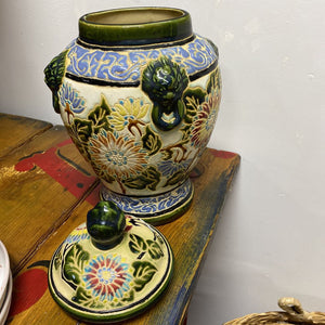Antique Imperial Porcelain Pottery vase Lion Handles 16"x11" bpv20