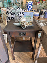 Load image into Gallery viewer, Craftsman Boho Side Table with Drawer 18&quot;W X16&quot;D X 27&quot;H
