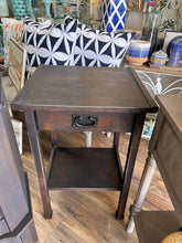 Load image into Gallery viewer, Craftsman Boho Side Table with Drawer 18&quot;W X16&quot;D X 27&quot;H
