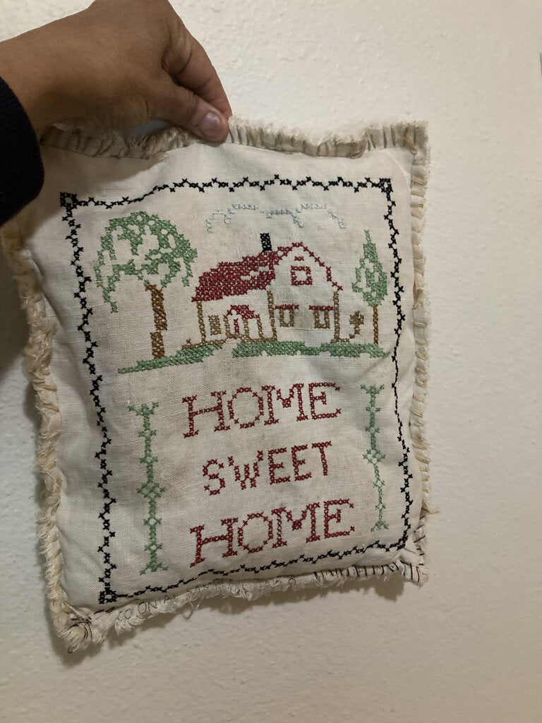 Home Sweet Home Cross Stitch Sampler Pillow