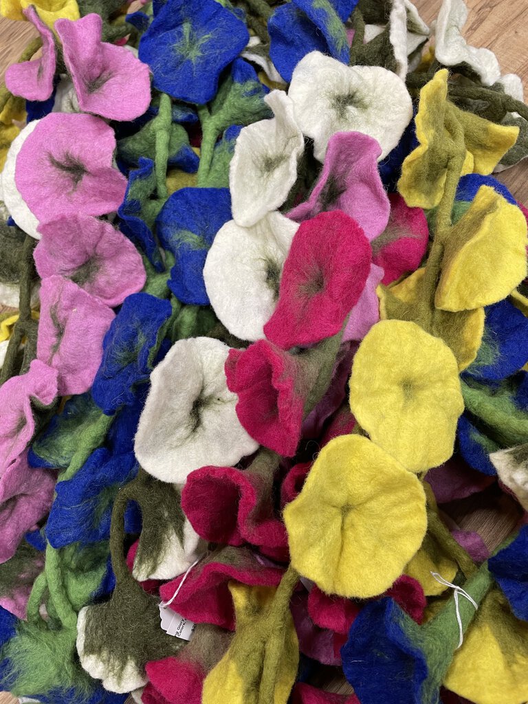 14579 Felted Morning Glory Garland, Assorted Colors, 66