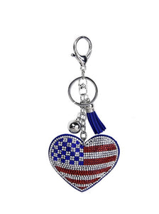 15092 American Flag Heart Key Ring
