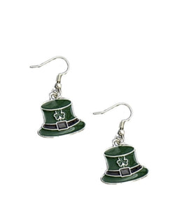 15095 Irish Hat/Clover Alloy Earrings