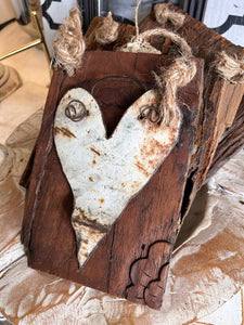 Rusty heart on Vintage Barn wood