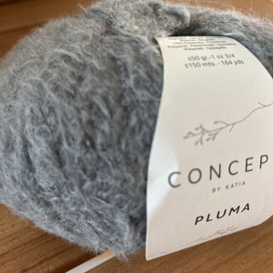 Pluma Yarn by Katia in Gray (079) - Italian Cotton Worsted Weight Yarn - Cotton and Polyamide
