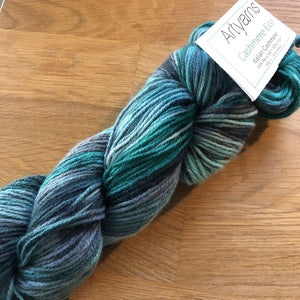 Art Yarns - Eco Cashmere Hand Dyed Yarn DK Weight in Ocean Eyes - 50% each of Recycled Cashmere and Virgin Cashmere