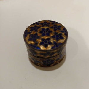 Cloisonne 925 Sterling Silver Trinket Pill Box Cobalt Blue Enamel 1"L x 1"D x 1"H Handmade