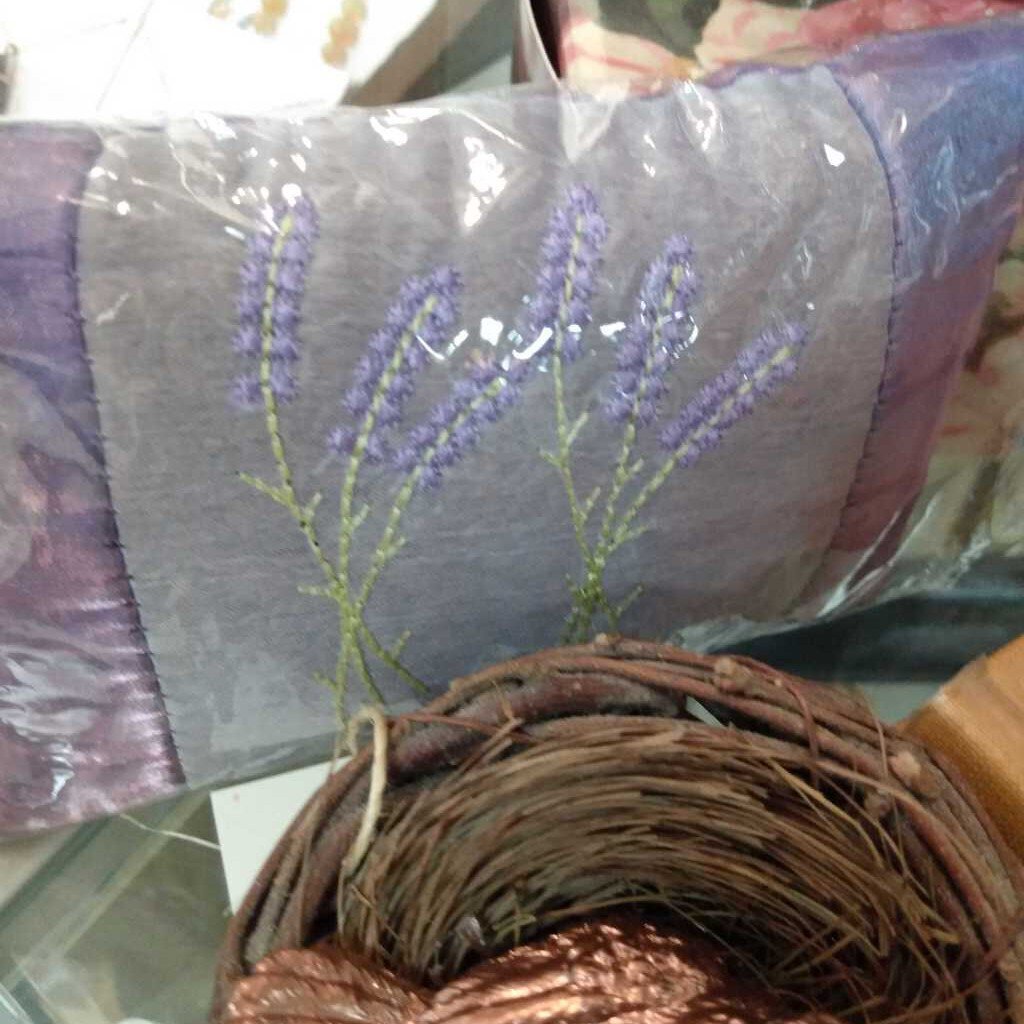 Lavender Sachet Pillow Flax Seeds Embroidered Organza Elegant Purple