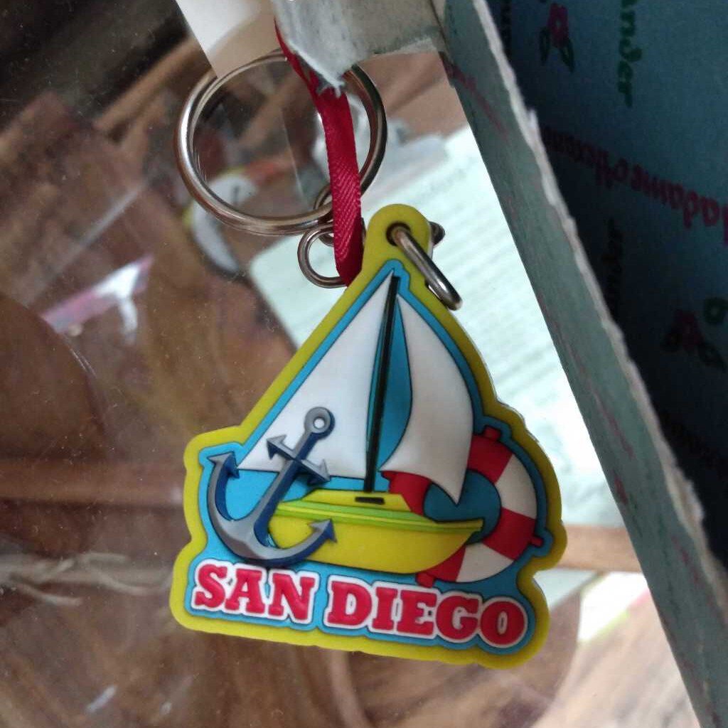 San Diego Keychain Nautical Sailboat Anchor