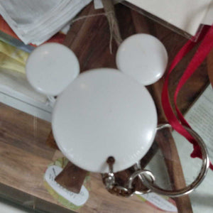 Vtg Mickey Mouse Keychain Minimalist White Shape