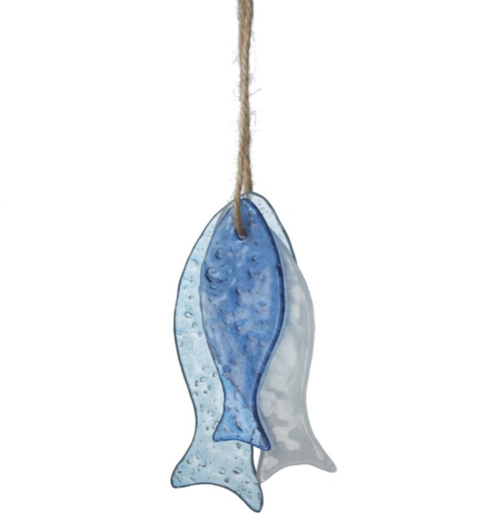 15101 3 Glass Fish on Jute Hanger