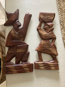 Carribean Wood Art Wall Hanging (pair/female and male)