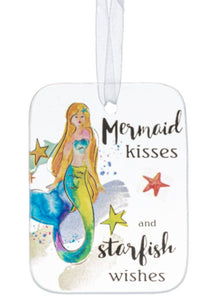 15099 Mermaid Kisses and Starfish Wishes-Glass Ornament