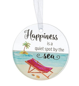 15102 Happiness is a Quiet Spot By the Sea-Glass Ornament