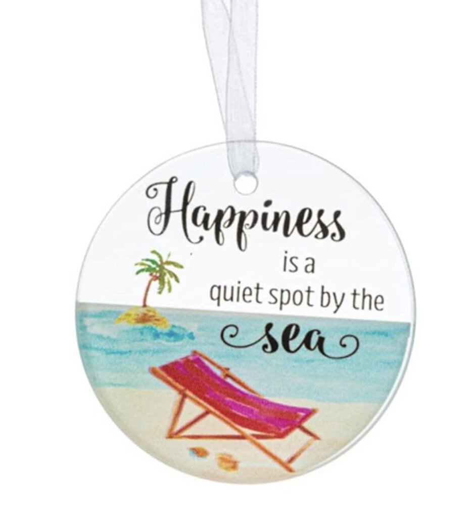 15102 Happiness is a Quiet Spot By the Sea-Glass Ornament