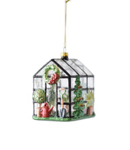 Load image into Gallery viewer, 14838 Greenhouse Ornament, Glass (4x4x2.5, Clear. Green, Multi)
