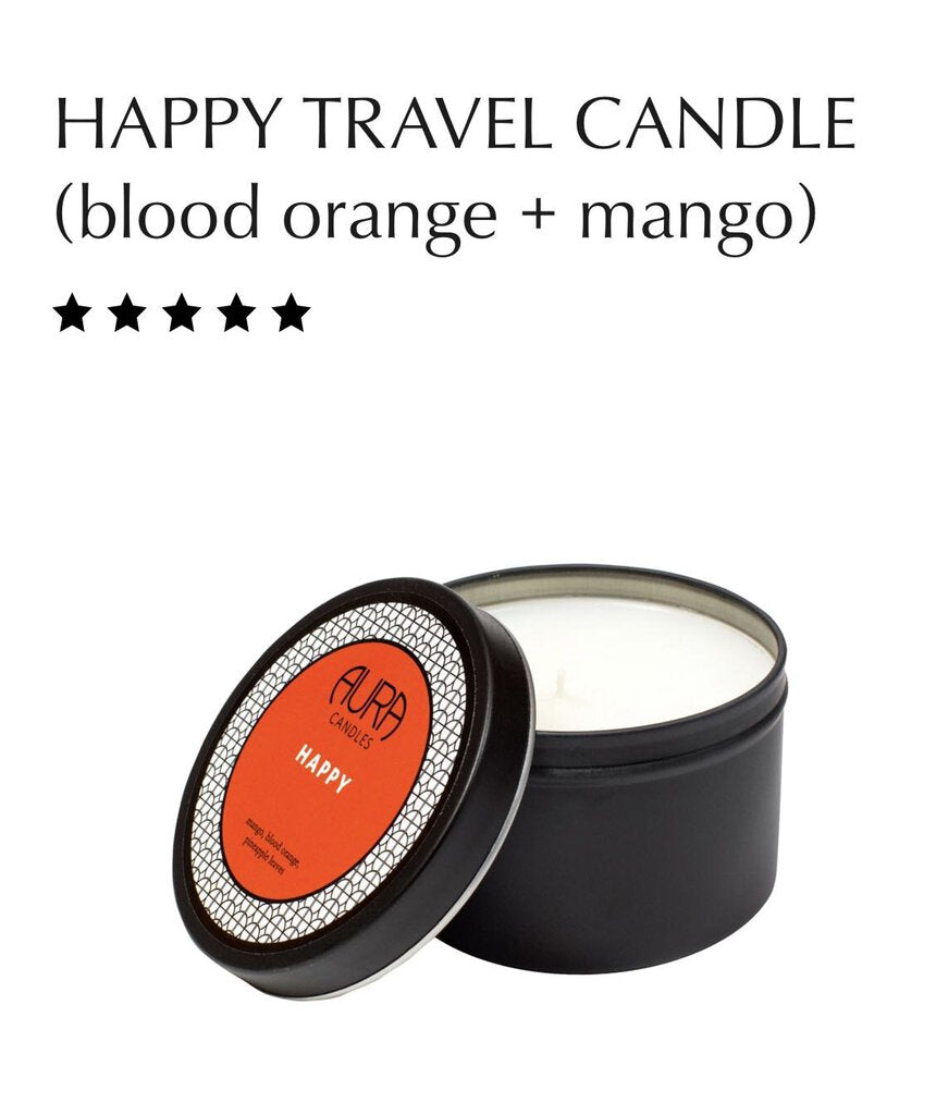 15138 Happy Travel Tin 6-oz Candle (mango, blood orange, pineapple leaves)