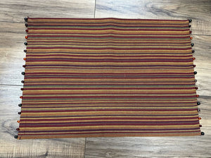 6905 Striped Woven/Beaded Trim Placemats, Set of 6