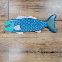 Load image into Gallery viewer, Hand Made Aqua/Blue Fish Wall Art 17&quot; x 7&quot;
