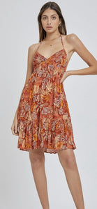In Loom Mini Halter Rust Dress (L)