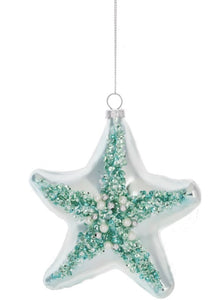 15169 Starfish Ornament, Glass w/beads, pearls, rhinestones